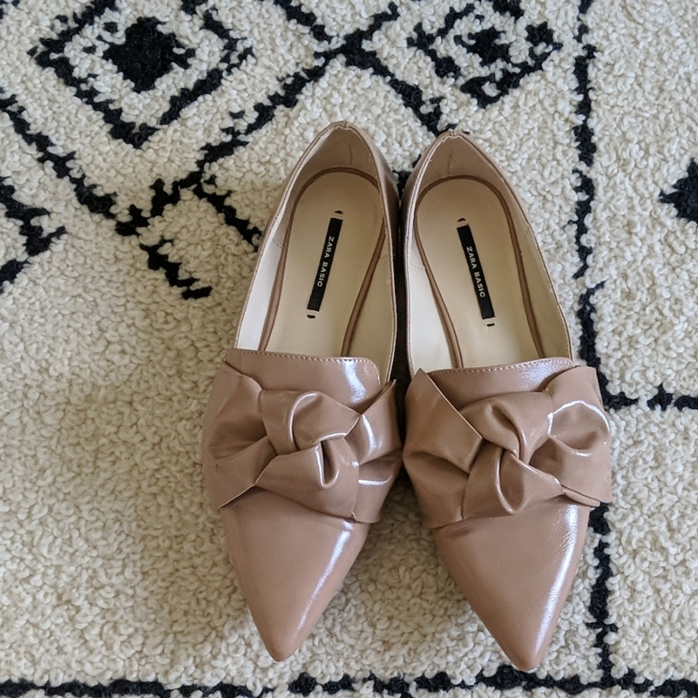 Zara Basic Patent Bow Flats
